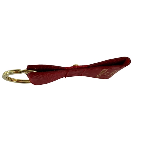 Genuine vintage NINA RICCI Red Bow Leather Key Ring Keychain Purse Charm - Picture 4 of 6